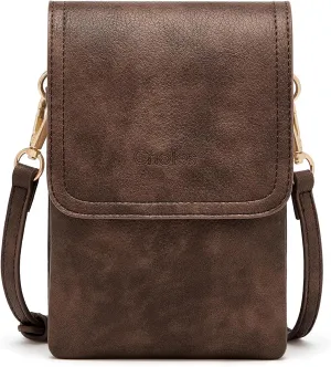 Cnoles Crossbody Bags for Women Small Fashion Shoulder Bag Vegan Soft Leather Cell Phone Bag Wallet Purses Adjustable Strap Coffee