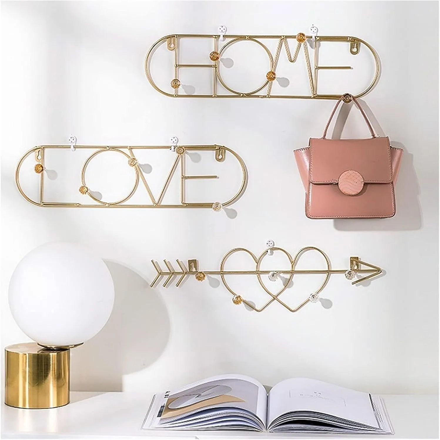 Coat Hooks Creative Metal Hook Gold Coat Rack Wall Bag Handbag Decorative Clothes Scarf Clothes Scarf Key Hook for Bedroom Wall Coat Rack(B)