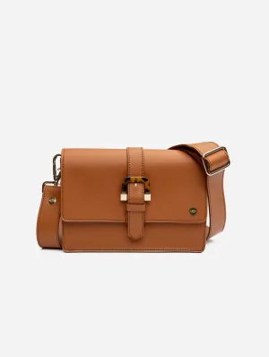Coco Vegan Leather Tortoiseshell Crossbody Bag | Tan