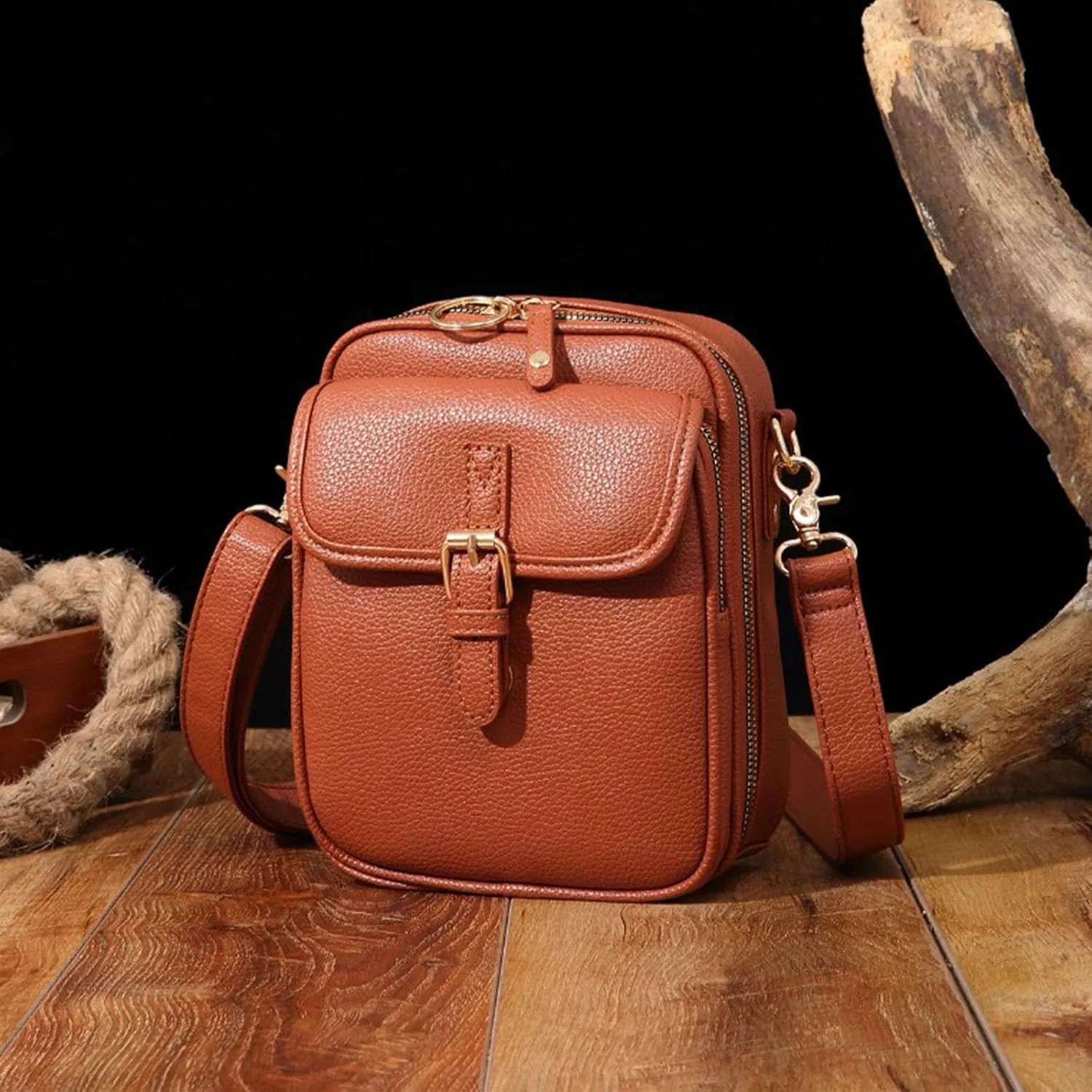 Collaboraten1 Crossbody Leather Bag, Urvashi Crossbody Leather Bag for Women Travel, Vintage Anti-Theft