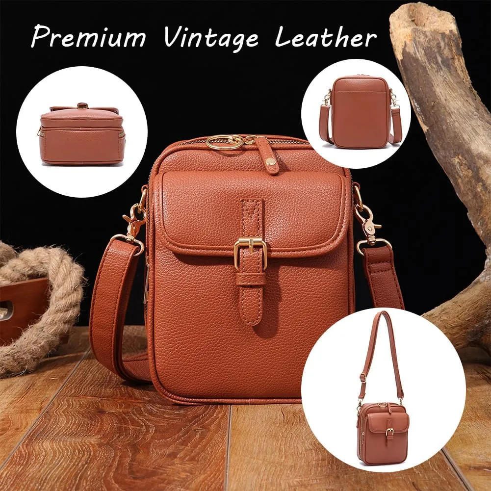 Collaboraten1 Crossbody Leather Bag, Urvashi Crossbody Leather Bag with built in wallet, Multi Vintage Messenger Bag