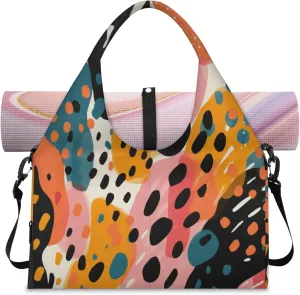 Colorful Abstract Blob Waterproof Gym Bag for Men Women, Sports Duffel Bag with Shoe Compartment Yoga Mat Holder, Portable Large Travel Bag for Fitness, Camping, Weekend Trips