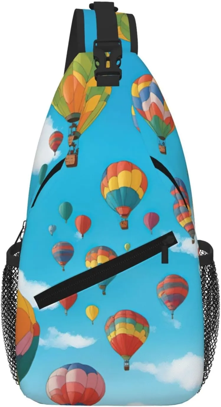 Colorful Balloons Blue Sky Fashion Print Crossbody Chest Bag - Adjustable Strap For Hiking And Working