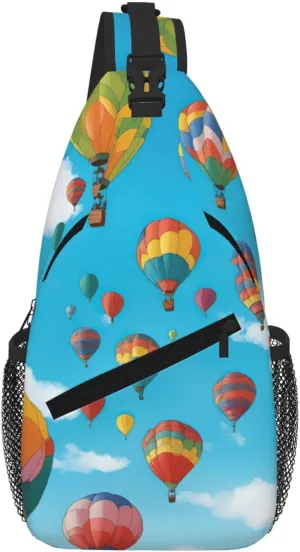 Colorful Balloons Blue Sky Fashion Print Crossbody Chest Bag - Adjustable Strap For Hiking And Working