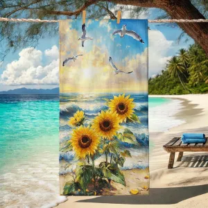 Colorful Sunflower Beach Towel Microfiber Quick Dry Soft Sand Free Lightweight Towel, Ideal for Pool Gym Outdoor Travel Picnic Essentials 70x35 Inch