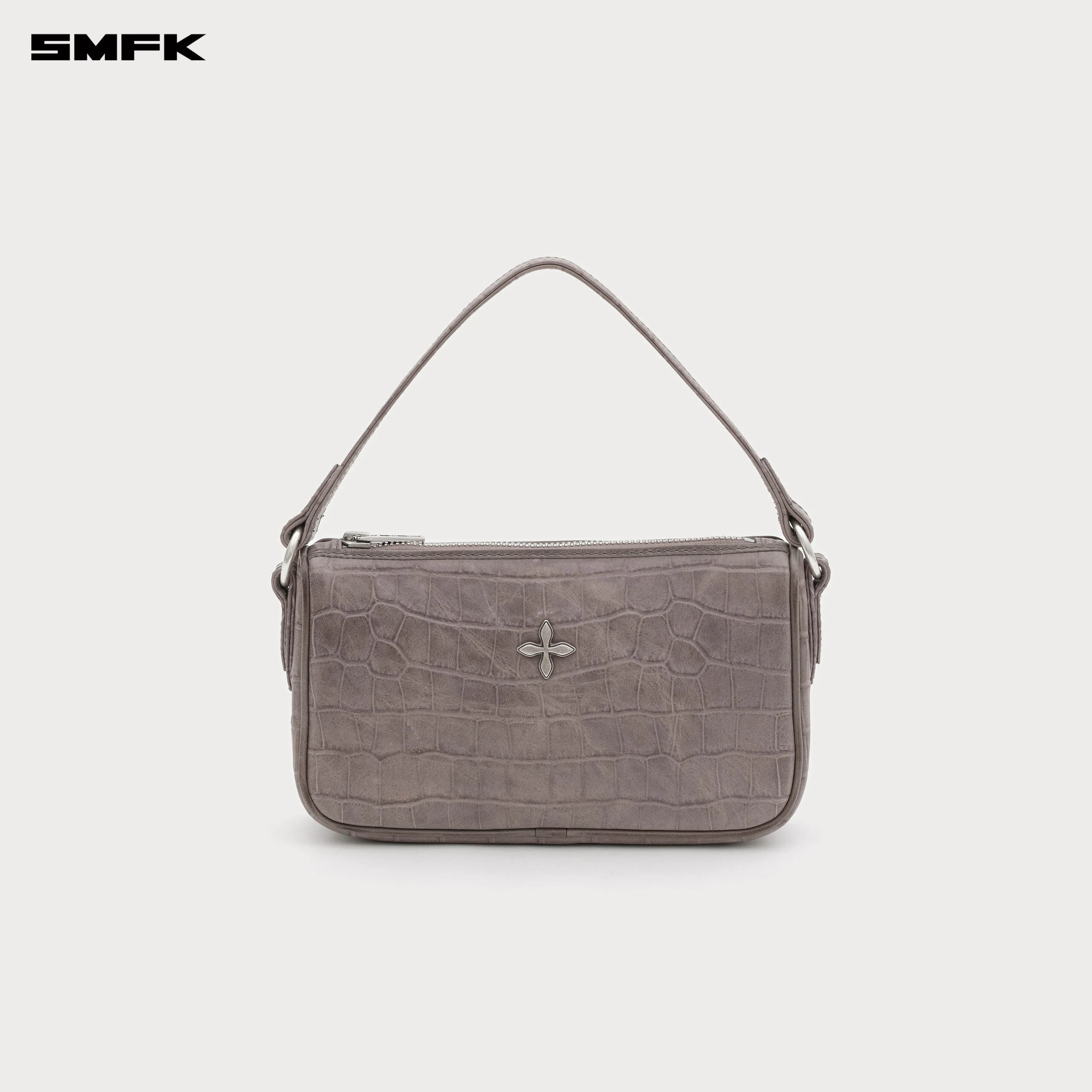 COMPASS BADGE HOLDER Leather Bag Gray (Small)
