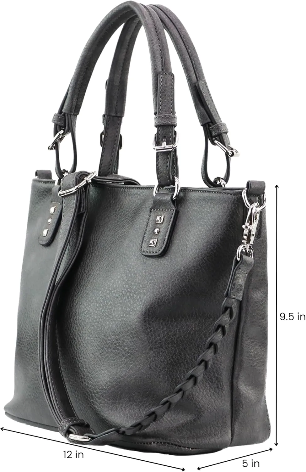 Concealed Ella Carry Purse for Women – Locking Zippers, Braided Strap, Holster Included, Faux Leather Tote