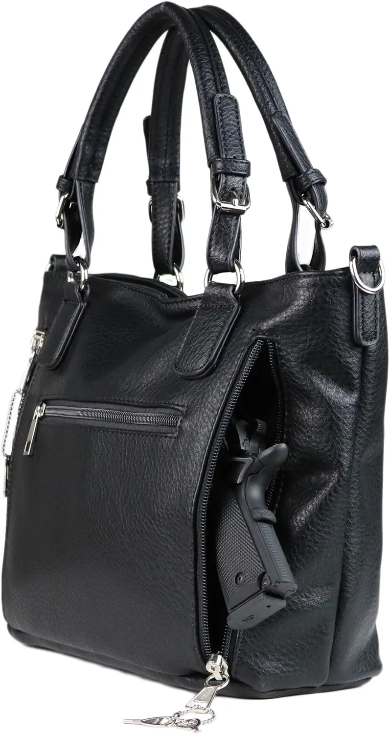 Concealed Ella Carry Purse for Women – Locking Zippers, Braided Strap, Holster Included, Faux Leather Tote