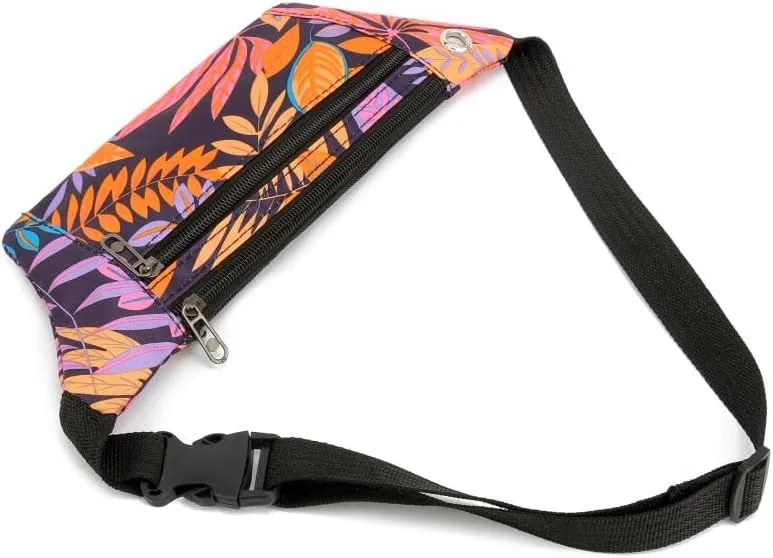Convenient Waist Packs for Travelling Walking Outdoors, Waterproof of Sports Bags for Carrying Phone, Yellow-Leaf