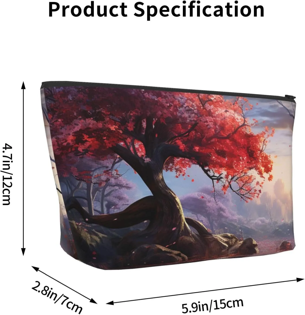 Cosmetic Bag Portable Makeup Bag Fall Flowers Tree Scenery Toiletry Bag Large Capacity Zipper Pouch Waterproof Toiletry Pouch Makeup Organizer Case for Women Men