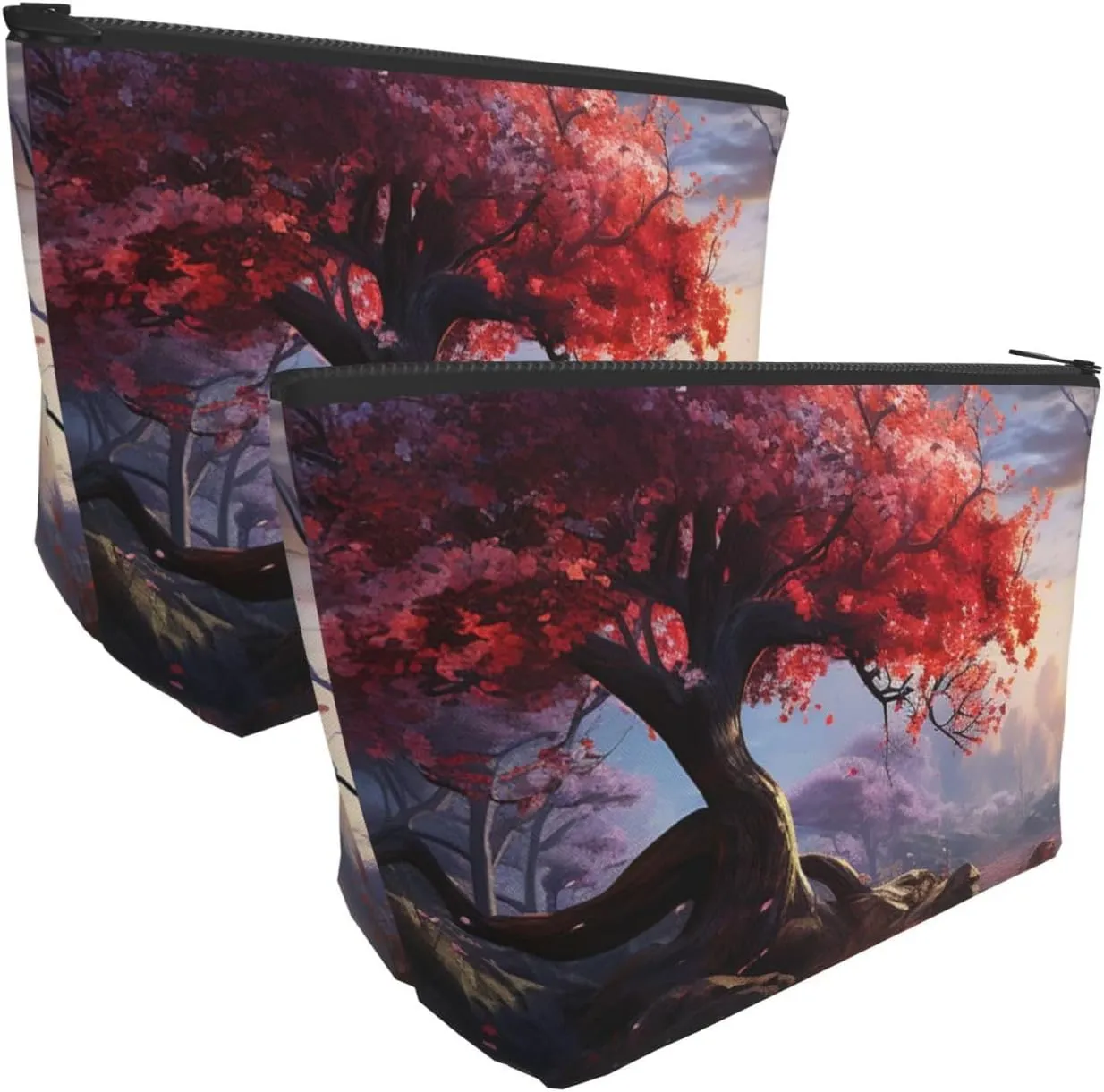 Cosmetic Bag Portable Makeup Bag Fall Flowers Tree Scenery Toiletry Bag Large Capacity Zipper Pouch Waterproof Toiletry Pouch Makeup Organizer Case for Women Men