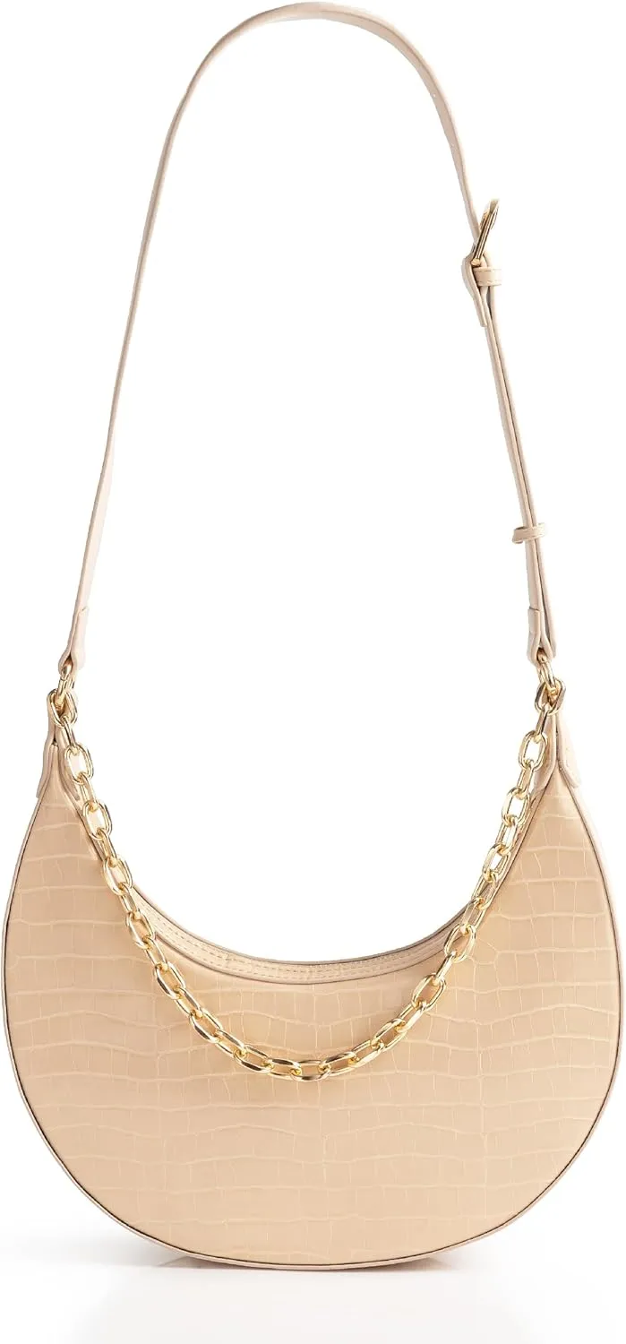 Coucoland Crossbody Bag for Women - Leather Shoulder Handbag Saddle Underarm Purse with Adjustable Strap for Women Daily