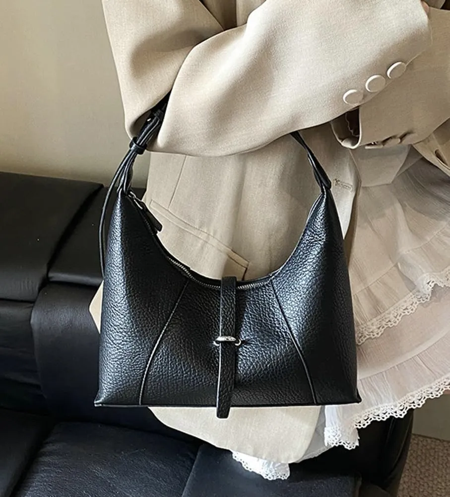 Crescent Shoulder Bag for Women Casual Pu Leather Crossbody Purse Trendy Adjustable Straps 2025