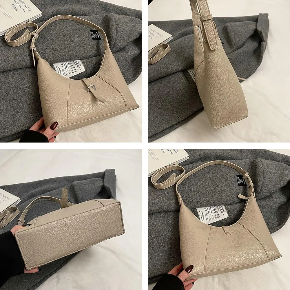 Crescent Shoulder Bag for Women Casual Pu Leather Crossbody Purse Trendy Adjustable Straps 2025