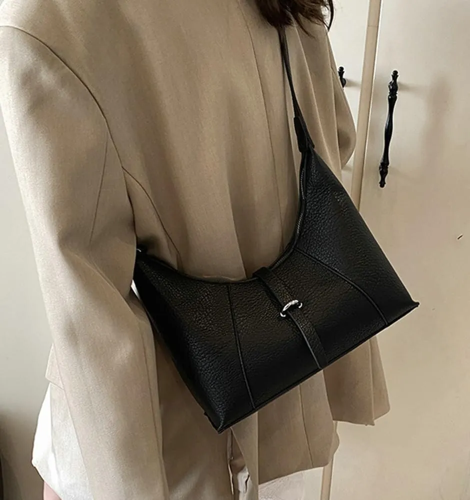 Crescent Shoulder Bag for Women Casual Pu Leather Crossbody Purse Trendy Adjustable Straps 2025