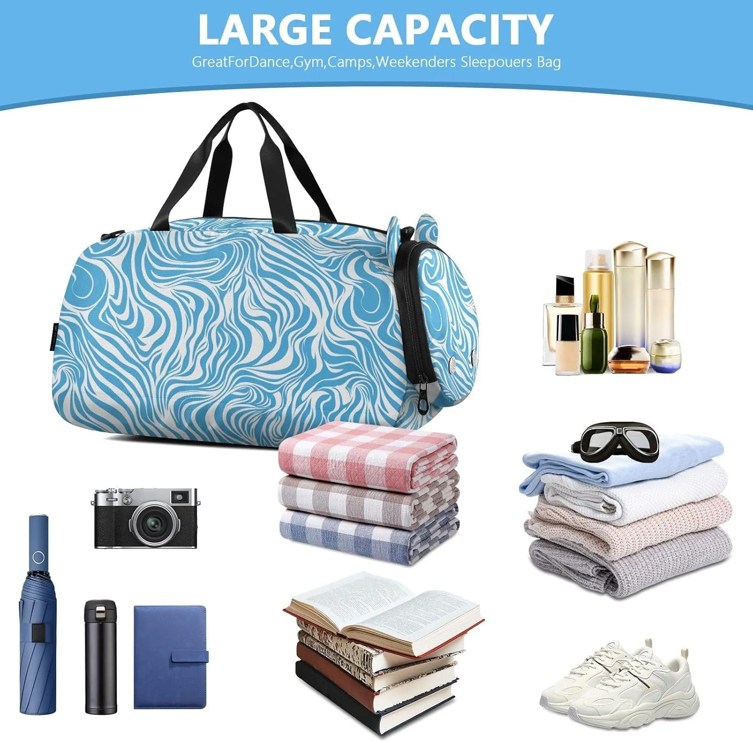 Cross Body Purse with Shoes Compartment Fashion Handbags for For Hiking Traveling