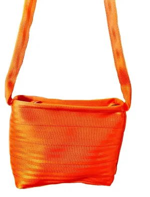 Cross Body Seat Belt Purse in bright orange with zipper - medium size, washable, various lining options