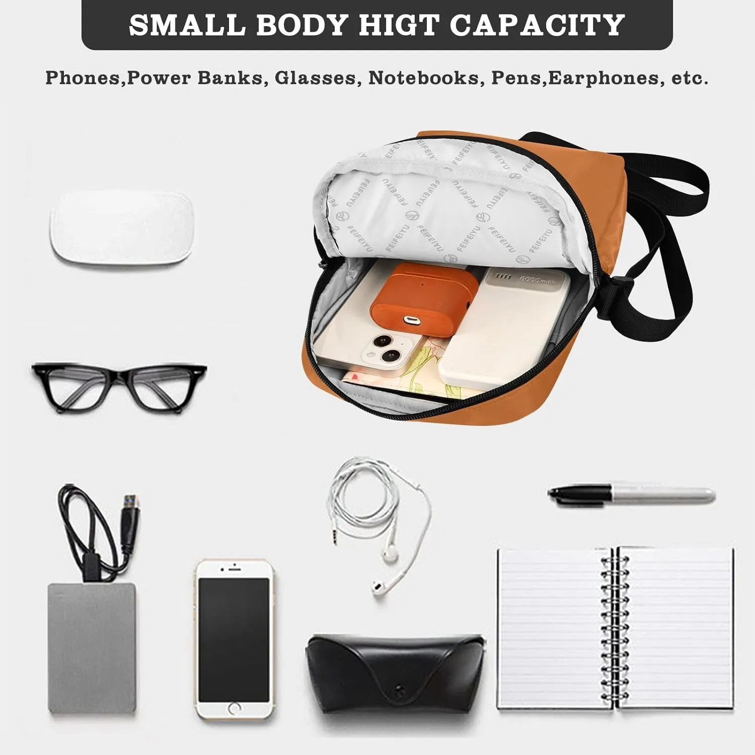 Crossbody Bag Black Messenger Bag for Women Men Purse Shoulder Bag Satchel Bag with Adjustable Strap Black