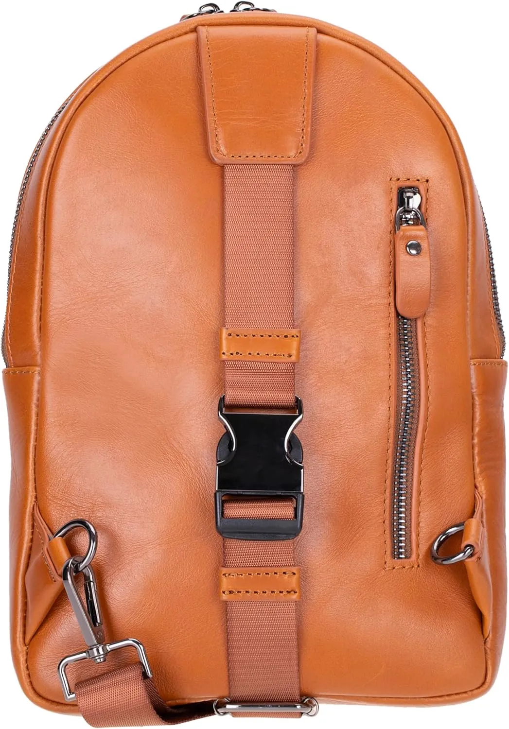 Crossbody Bag for Women, Adjustable Strap - Stylish Genuine Leather Front & Back Purse, Elegant Travel Bag (Chestnut Brown)