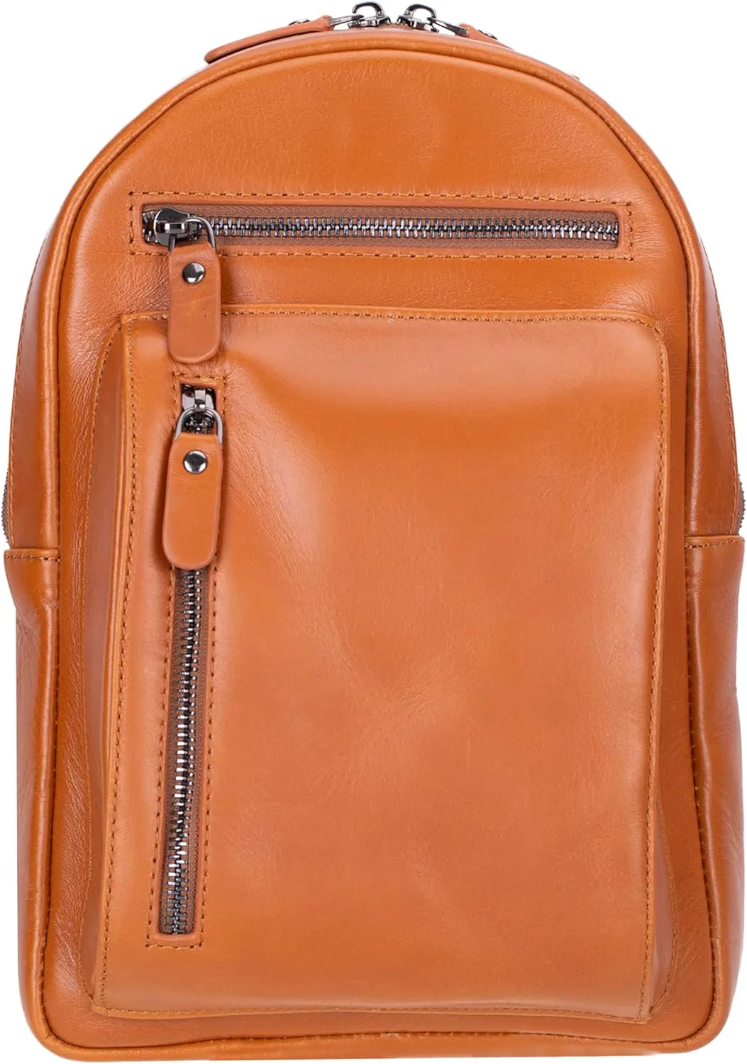 Crossbody Bag for Women, Adjustable Strap - Stylish Genuine Leather Front & Back Purse, Elegant Travel Bag (Chestnut Brown)