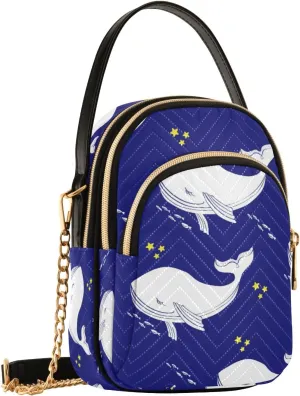 Crossbody Bag for Women, Sleep Whales Phone Purse Detachable Chain Bag Shoulder Handbag Wallet
