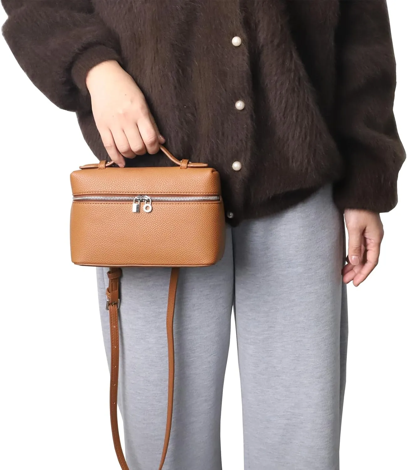 Crossbody Bag for Women Top-Handle Pouch Bag Designer Shoulder Leather Handbag Trendy Purse