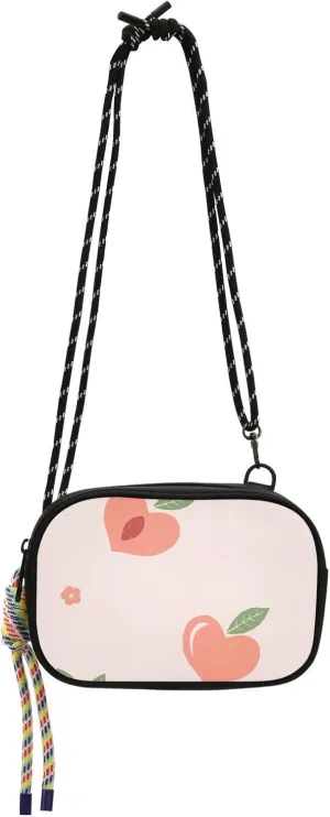 Crossbody Bag Peaches and Cute Flowers on Pink Cell Phone Purse Wallet with Credit Card Slots Multicolor Handbag with Adjustable Strap Fits Phone Keys And More