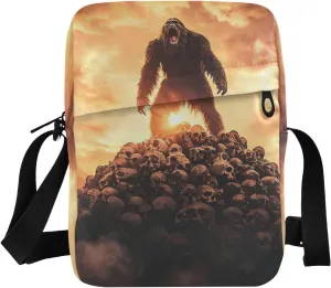 Crossbody Bag Purse Skull Pile Sasquatch Print for Women Men, Small Shoulder Pouch with Adjustable Strap 6.6×2.5×9.4 IN