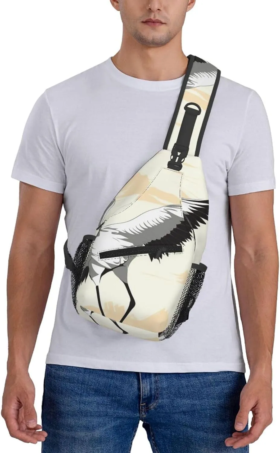 Crossbody Bags for Women Men Trendy Sling Bag Casual Chest Bag Japanese Crane Shoulder Bag for Travel Sport