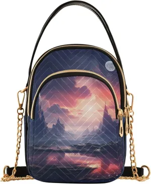 Crossbody Bags for Women Mountain Reflection Women's Crossbody Handbags Leather Purses Shoulder bag
