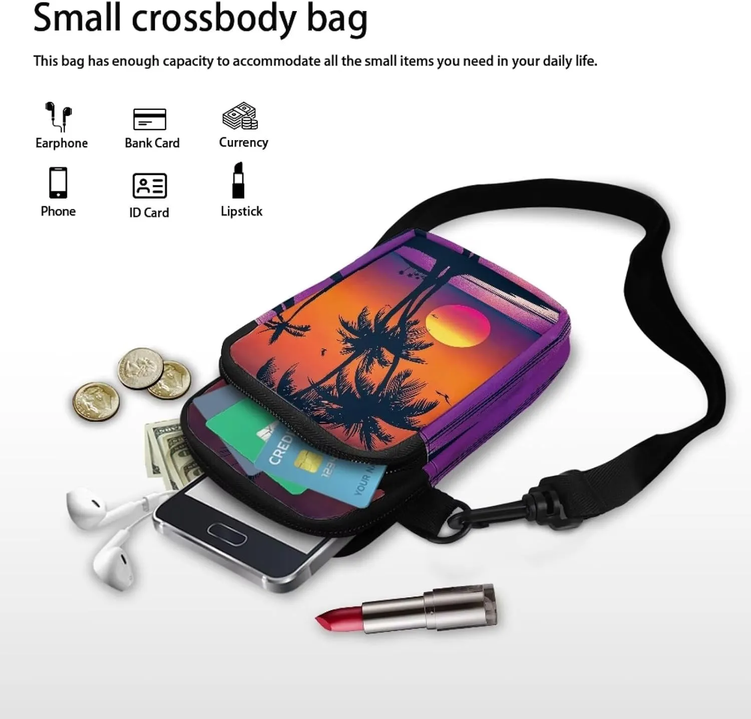 Crossbody Bags for Women Personalised Phone Purse Sling Coin Wallet Casual Messenger Bag
