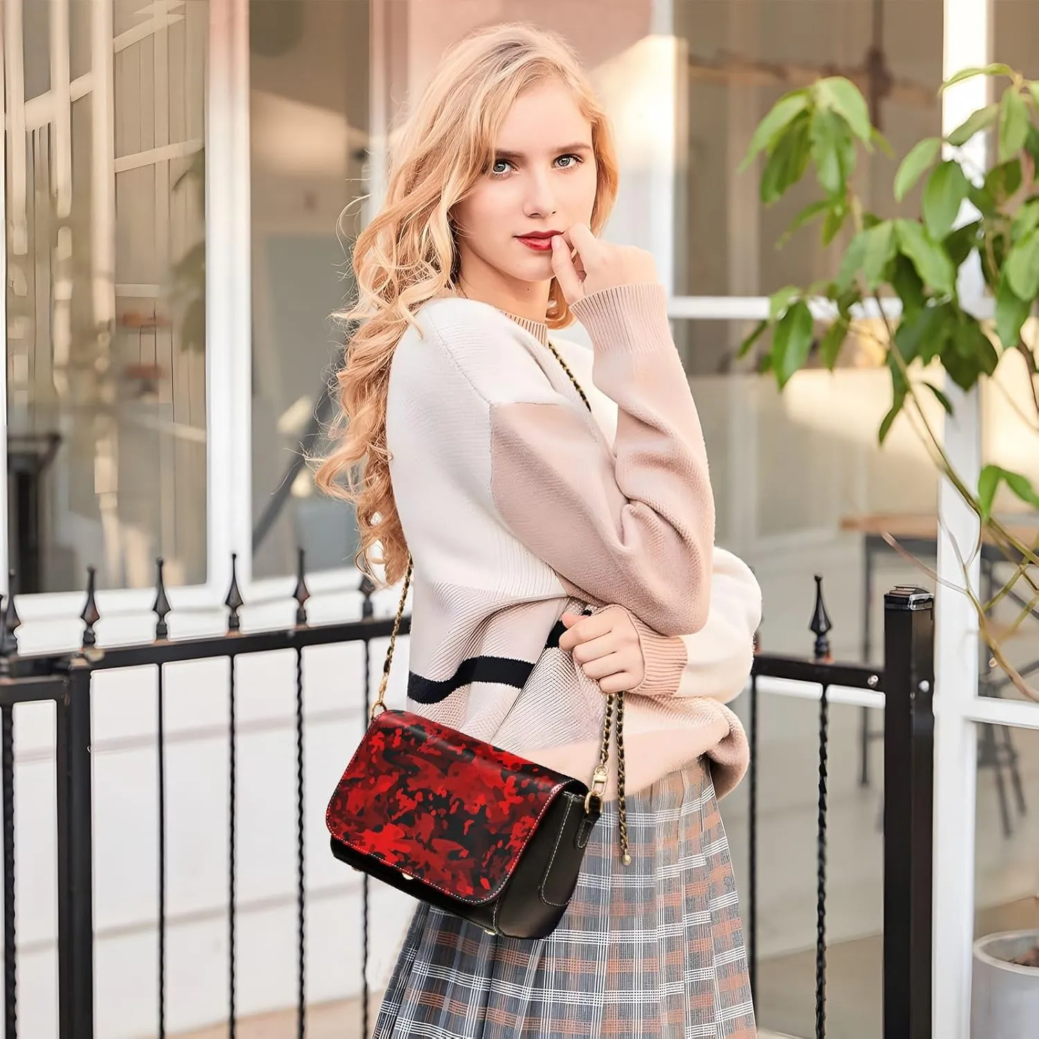 Crossbody Bags for Women Trendy Women's Black Shoulder Bag Small PU Leather Flap Cross Body Bag Handbags