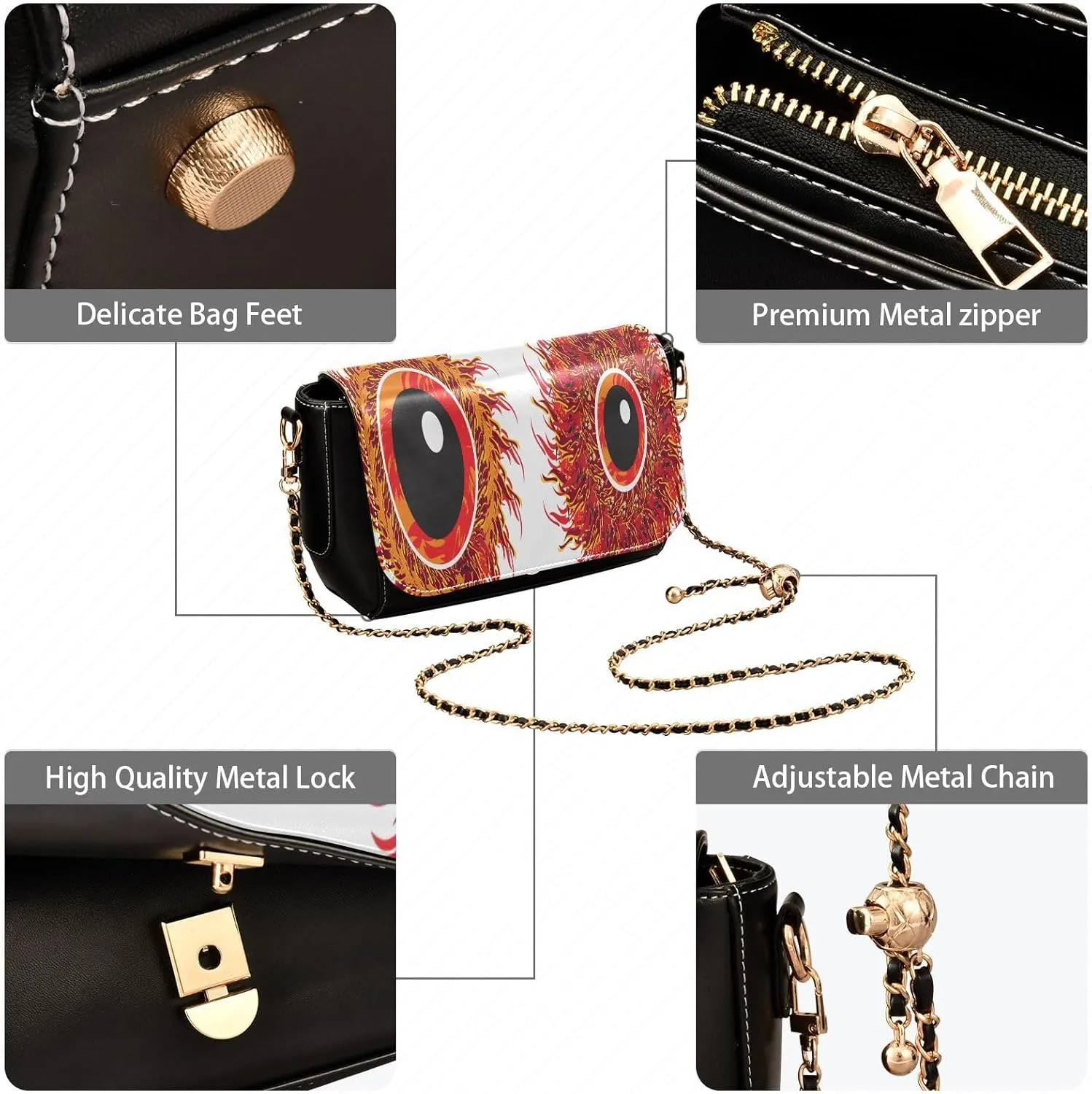 Crossbody Bags for Women Trendy Women's Black Shoulder Bag Small PU Leather Flap Cross Body Bag Handbags