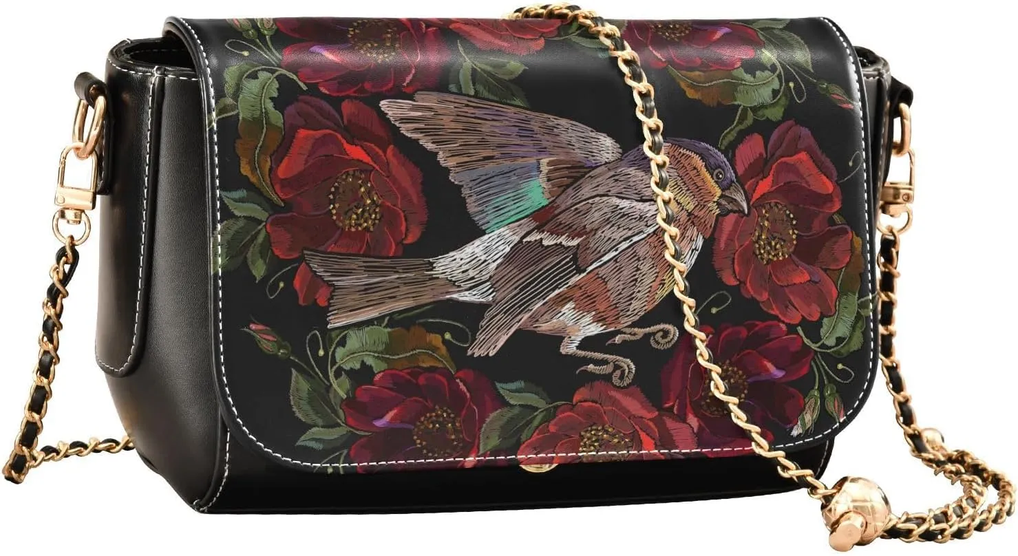 Crossbody Bags for Women Trendy Women's Black Shoulder Bag Small PU Leather Flap Cross Body Bag Handbags