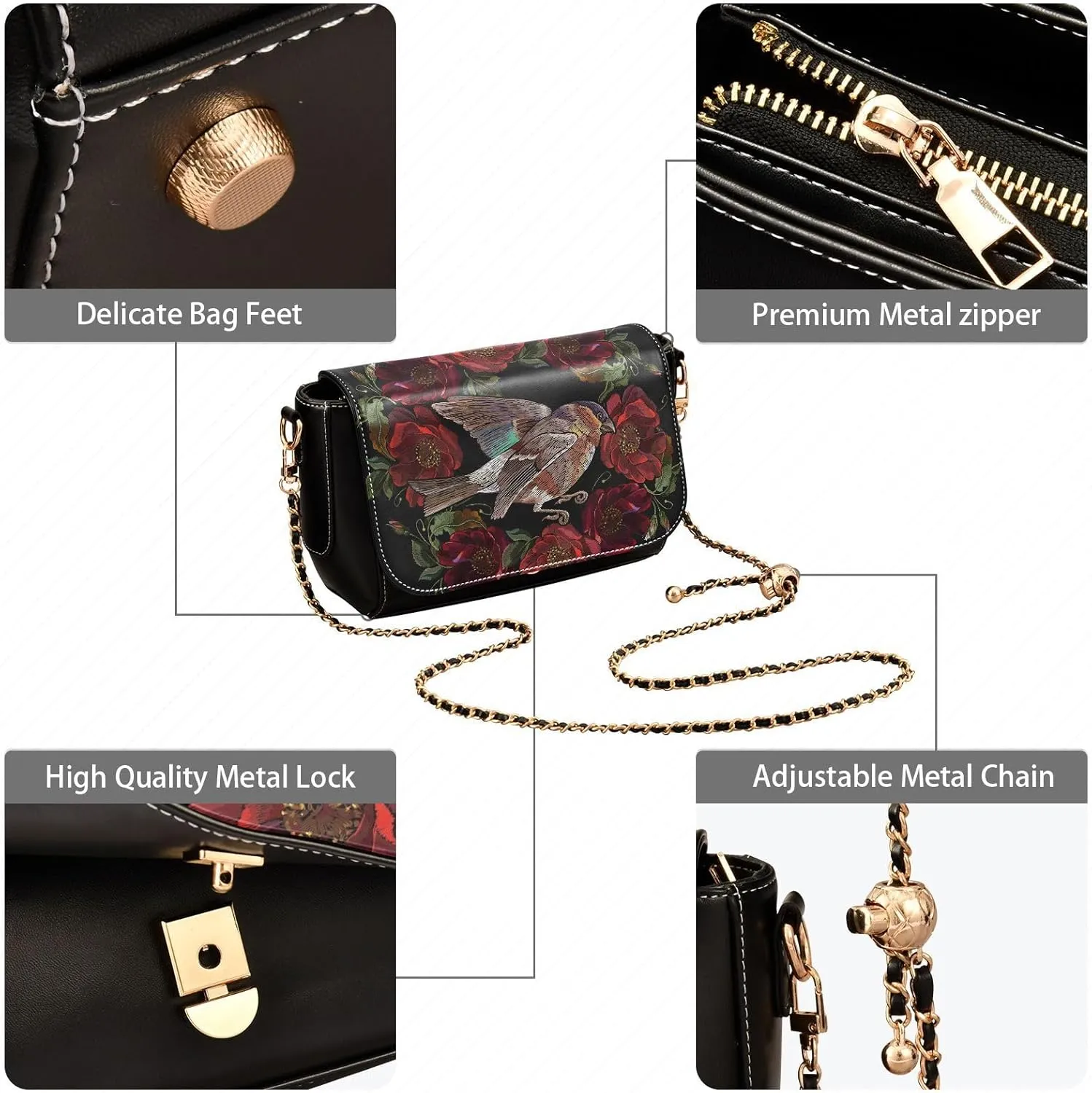 Crossbody Bags for Women Trendy Women's Black Shoulder Bag Small PU Leather Flap Cross Body Bag Handbags