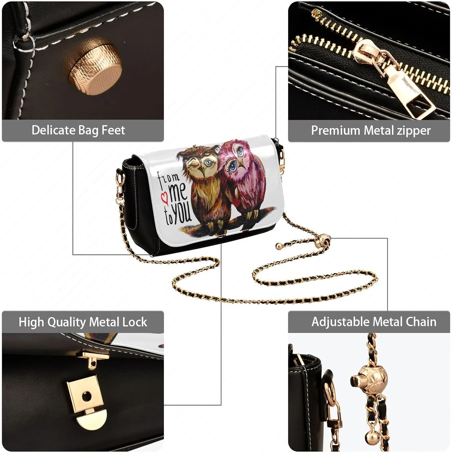 Crossbody Bags for Women Trendy Women's Black Shoulder Bag Small PU Leather Flap Cross Body Bag Handbags