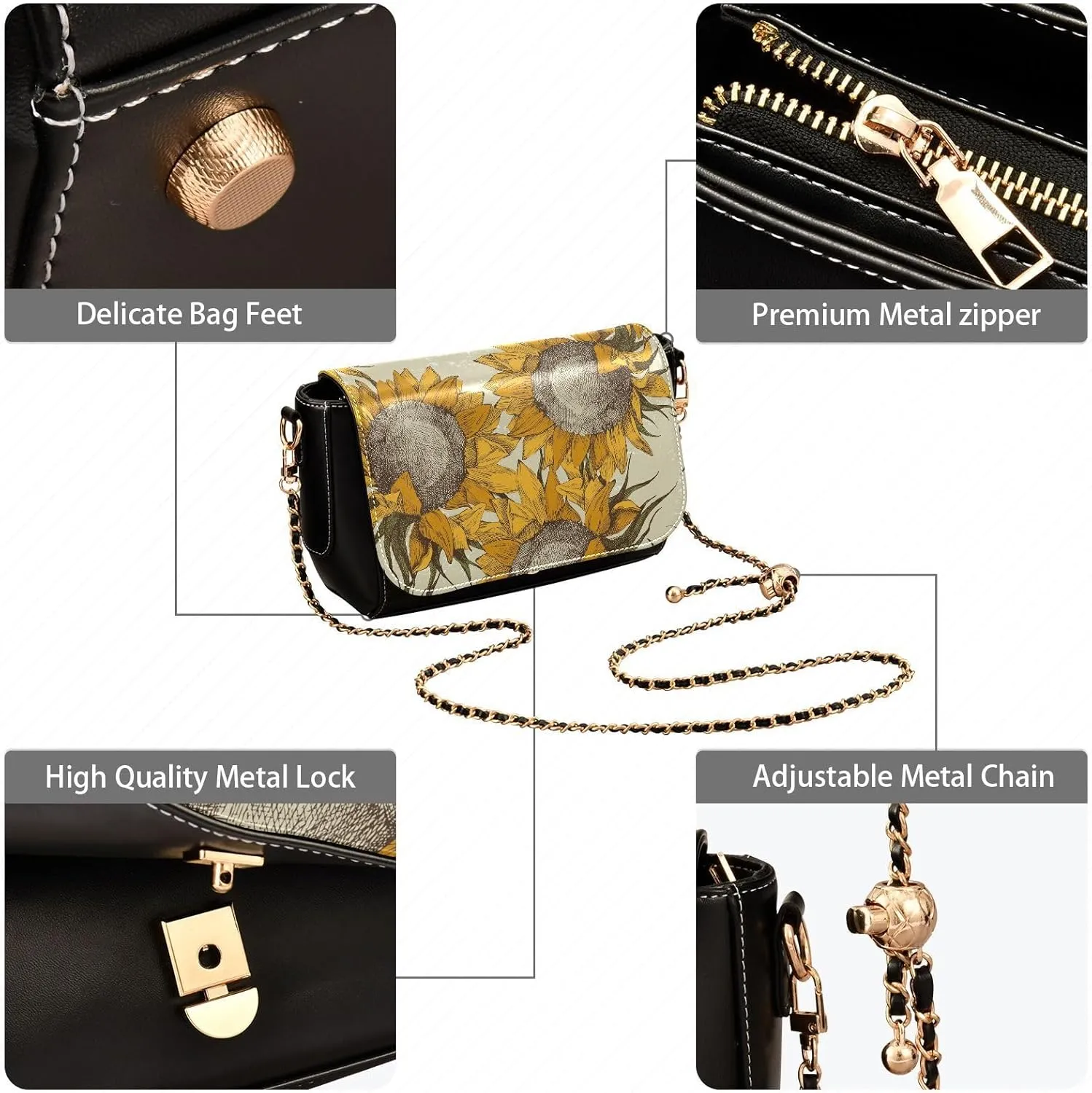 Crossbody Bags for Women Trendy Women's Black Shoulder Bag Small PU Leather Flap Cross Body Bag Handbags