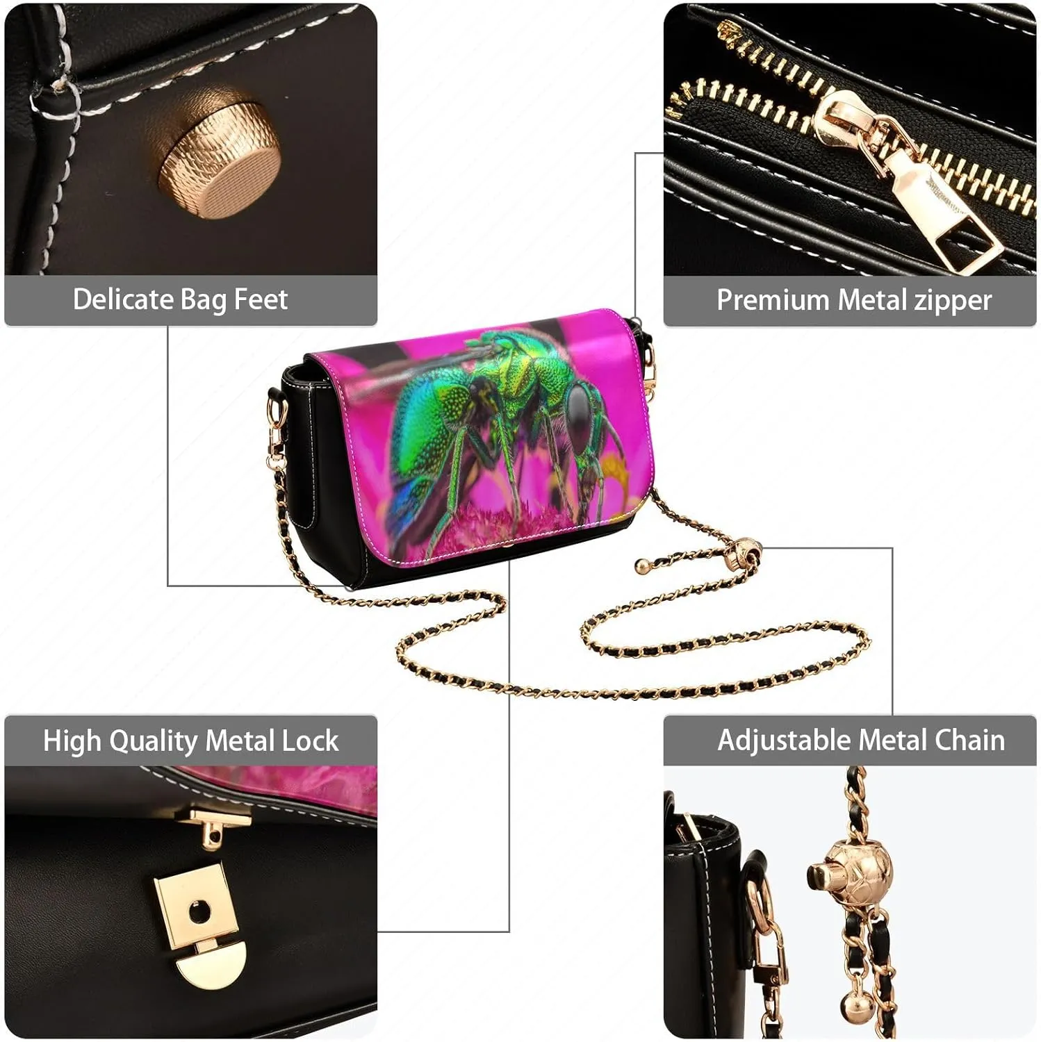 Crossbody Bags for Women Trendy Women's Black Shoulder Bag Small PU Leather Flap Cross Body Bag Handbags