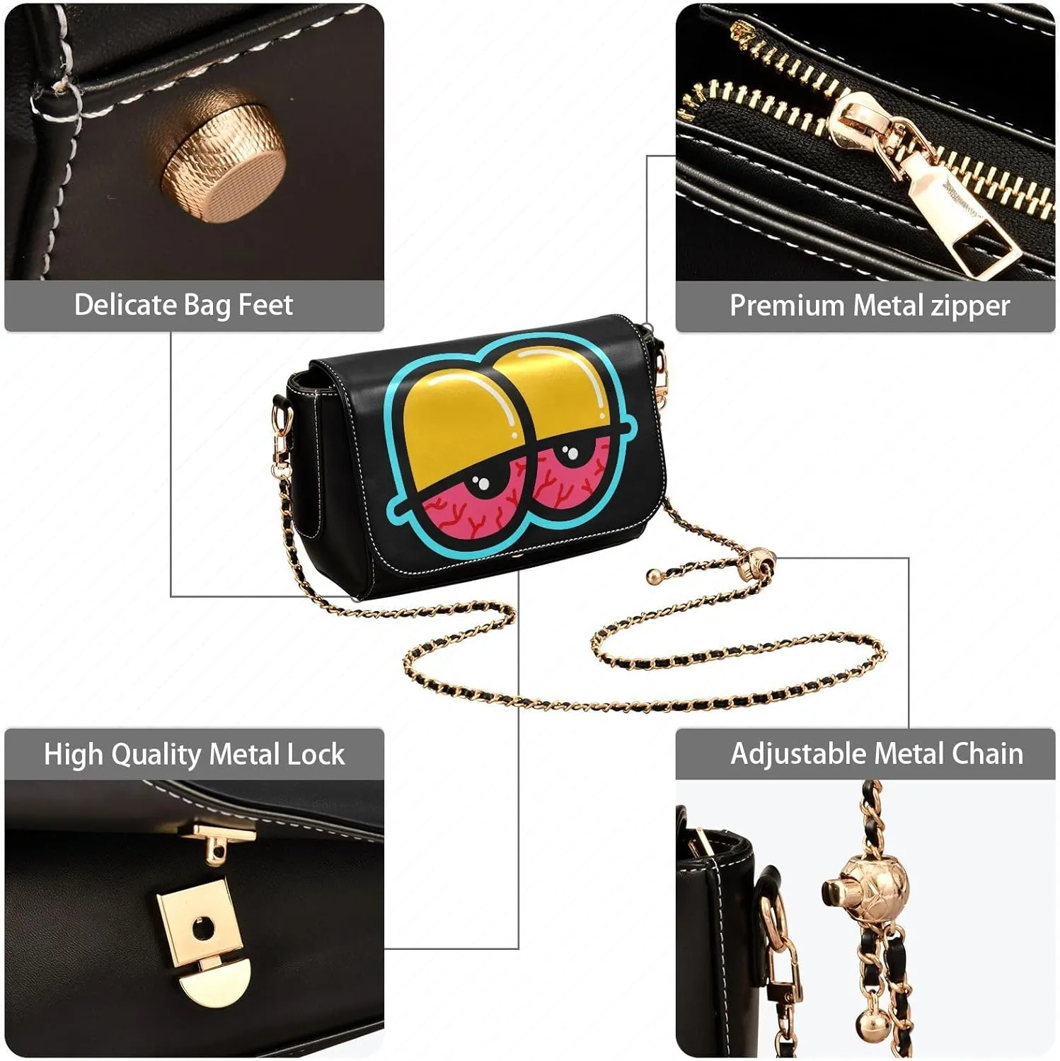 Crossbody Bags for Women Trendy Women's Black Shoulder Bag Small PU Leather Flap Cross Body Bag Handbags