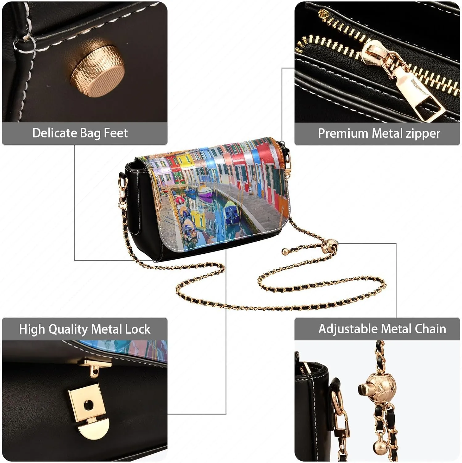 Crossbody Bags for Women Trendy Women's Black Shoulder Bag Small PU Leather Flap Cross Body Bag Handbags