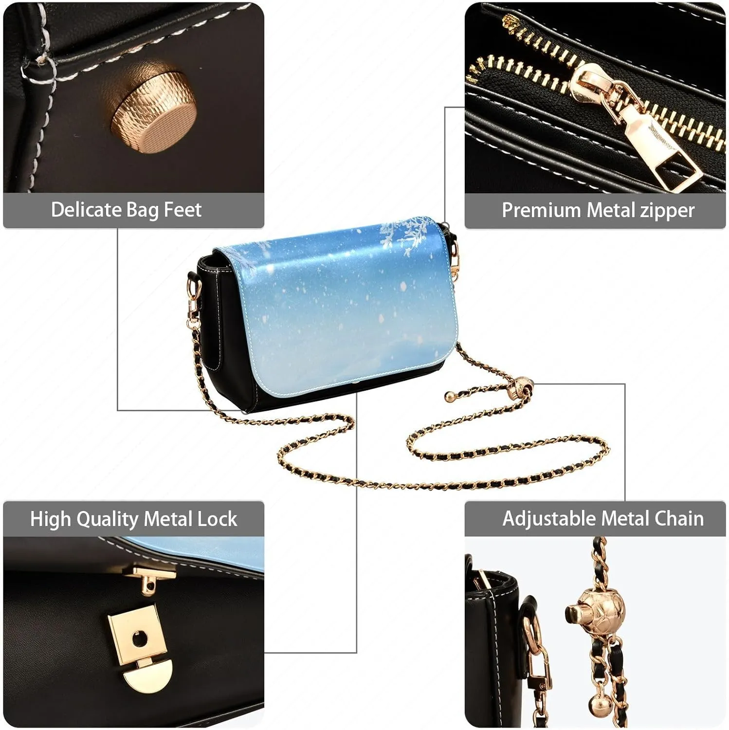 Crossbody Bags for Women Trendy Women's Black Shoulder Bag Small PU Leather Flap Cross Body Bag Handbags