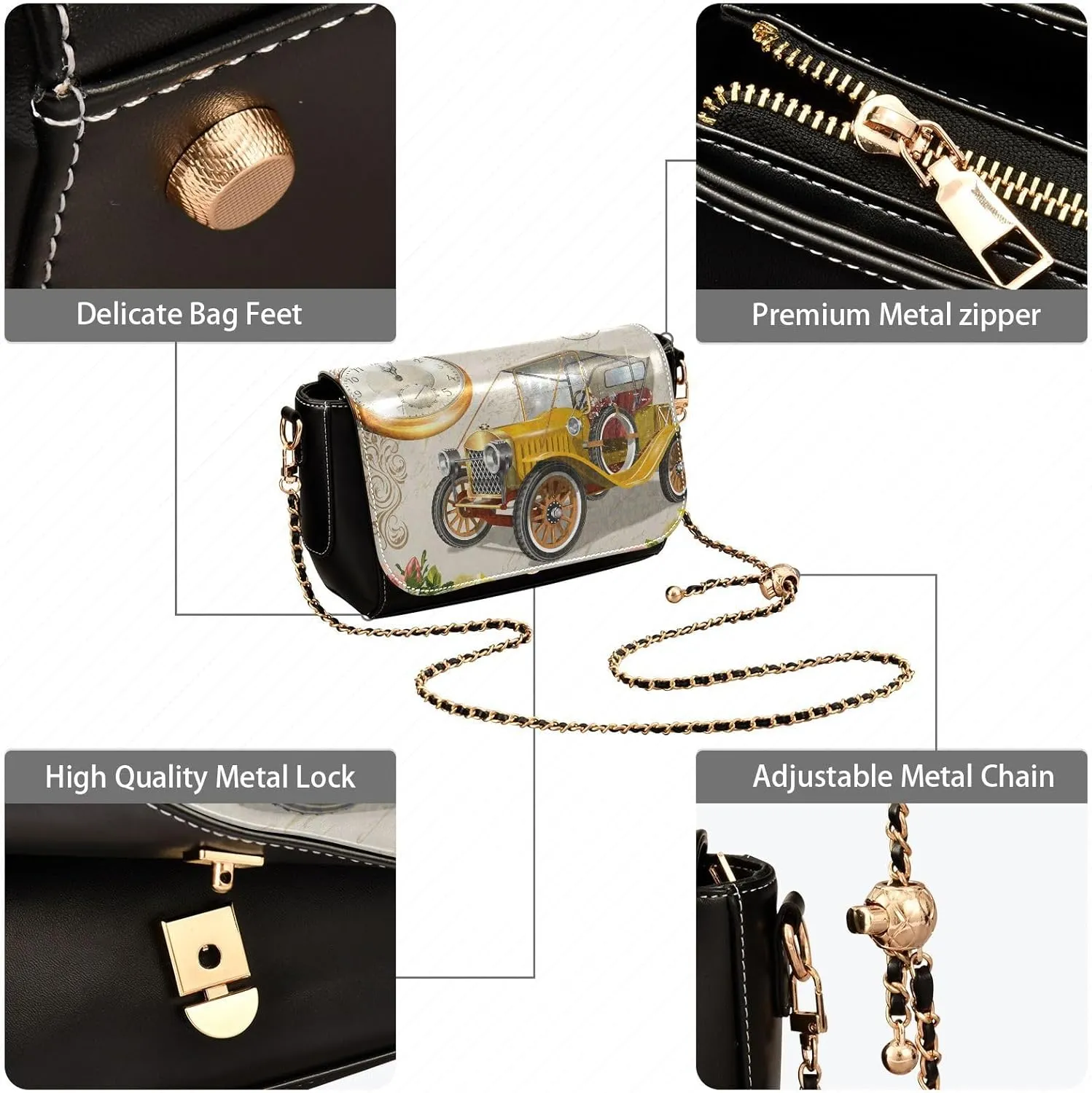 Crossbody Bags for Women Trendy Women's Black Shoulder Bag Small PU Leather Flap Cross Body Bag Handbags