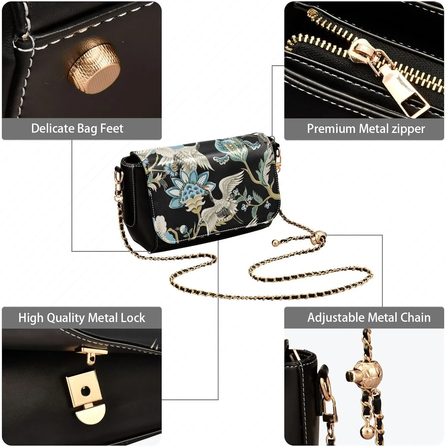 Crossbody Bags for Women Trendy Women's Black Shoulder Bag Small PU Leather Flap Cross Body Bag Handbags