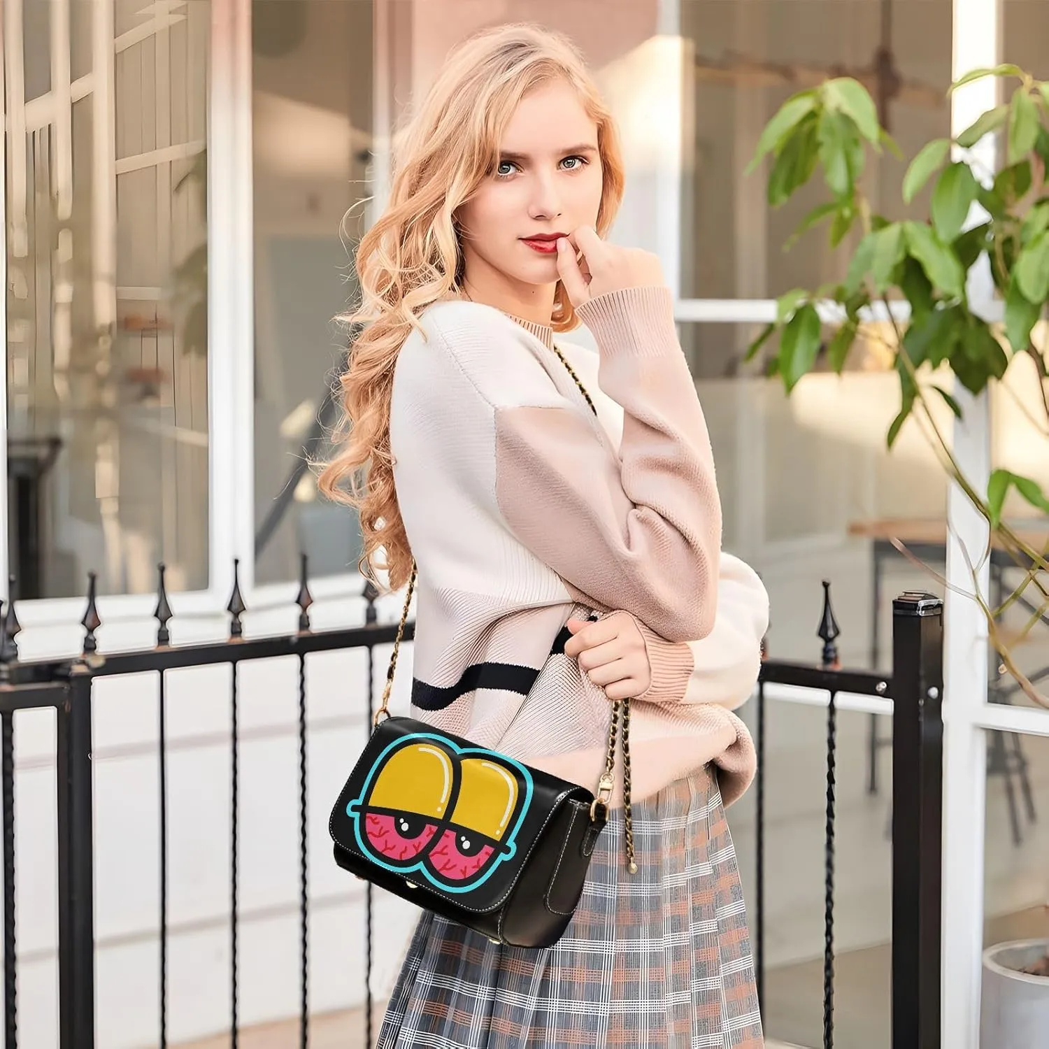 Crossbody Bags for Women Trendy Women's Black Shoulder Bag Small PU Leather Flap Cross Body Bag Handbags