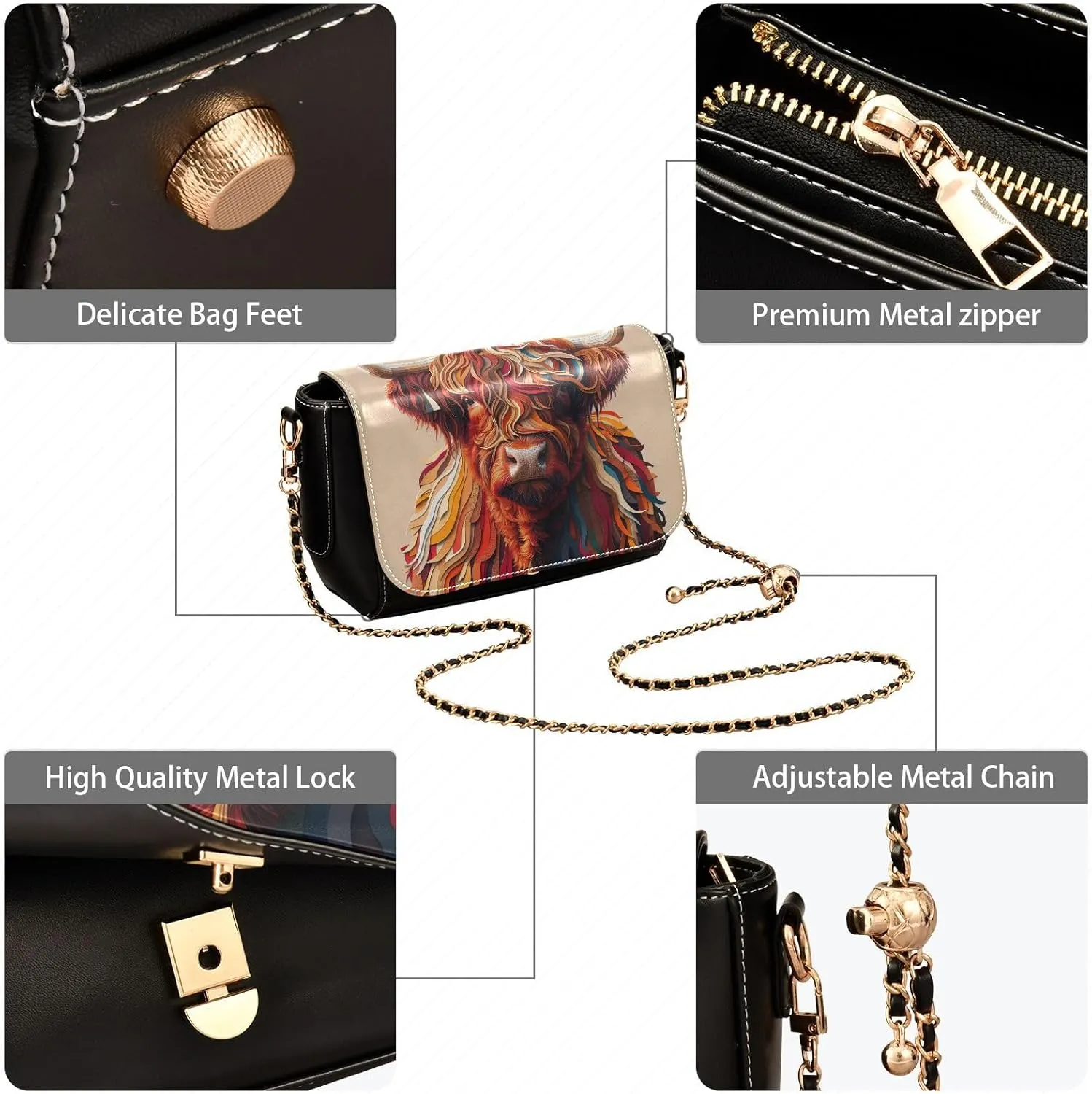 Crossbody Bags for Women Trendy Women's Black Shoulder Bag Small PU Leather Flap Cross Body Bag Handbags