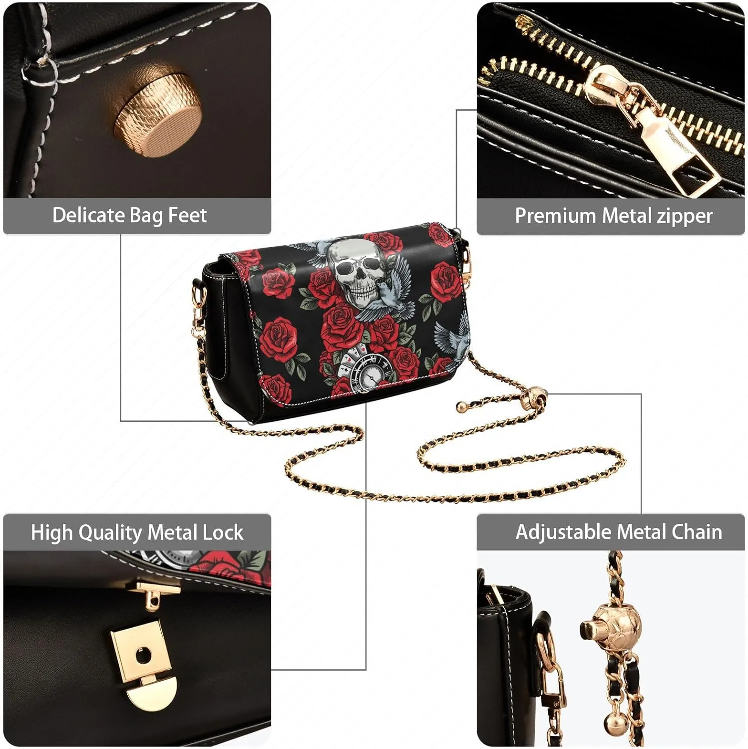 Crossbody Bags for Women Trendy Women's Black Shoulder Bag Small PU Leather Flap Cross Body Bag Handbags