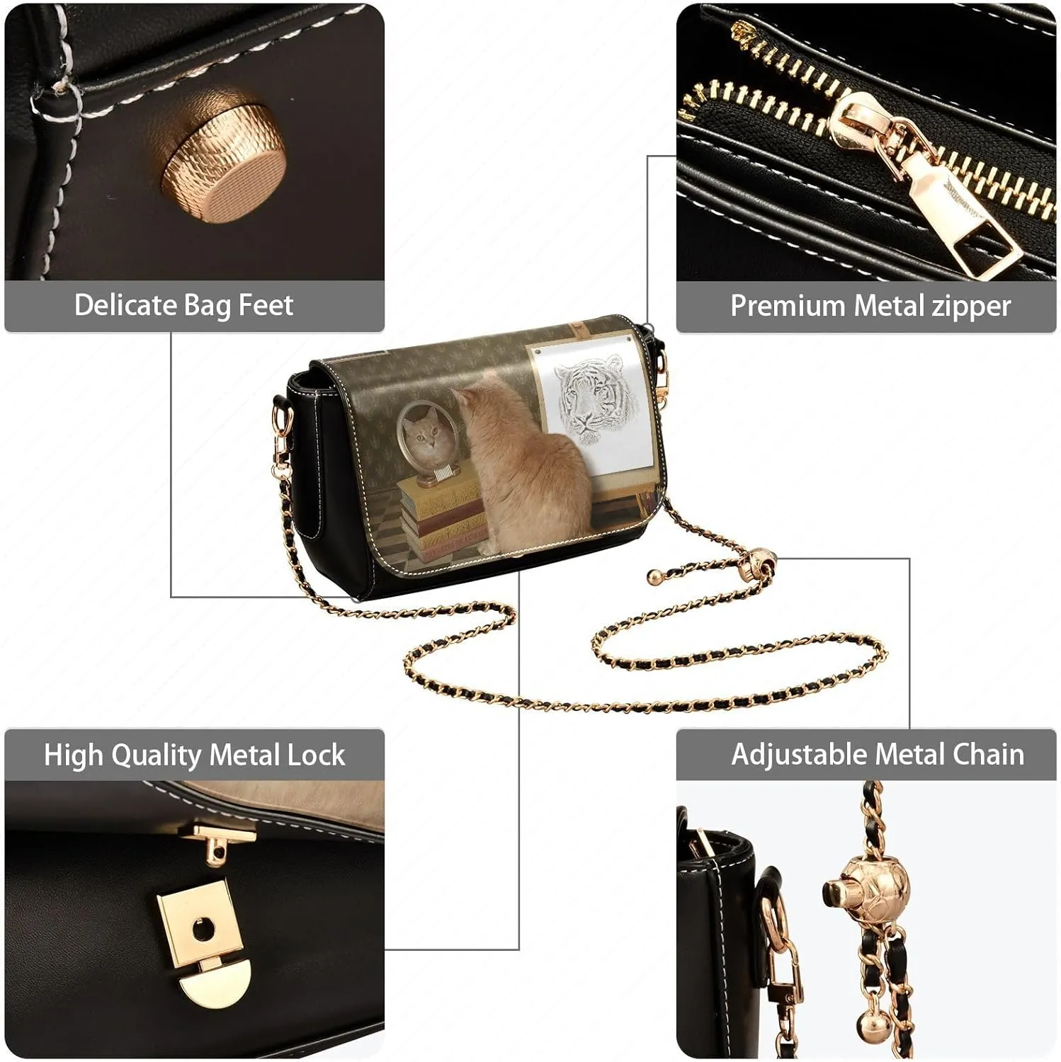 Crossbody Bags for Women Trendy Women's Black Shoulder Bag Small PU Leather Flap Cross Body Bag Handbags