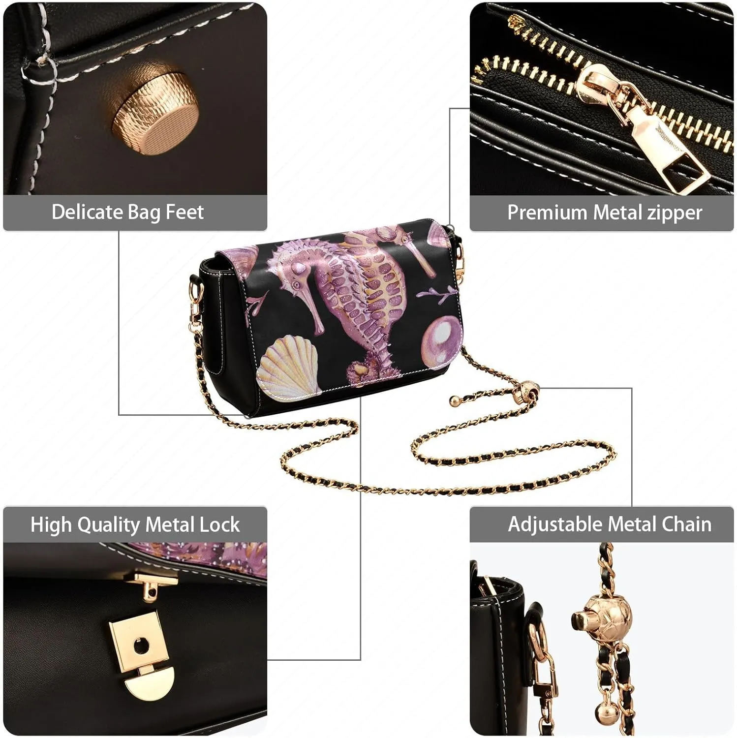 Crossbody Bags for Women Trendy Women's Black Shoulder Bag Small PU Leather Flap Cross Body Bag Handbags