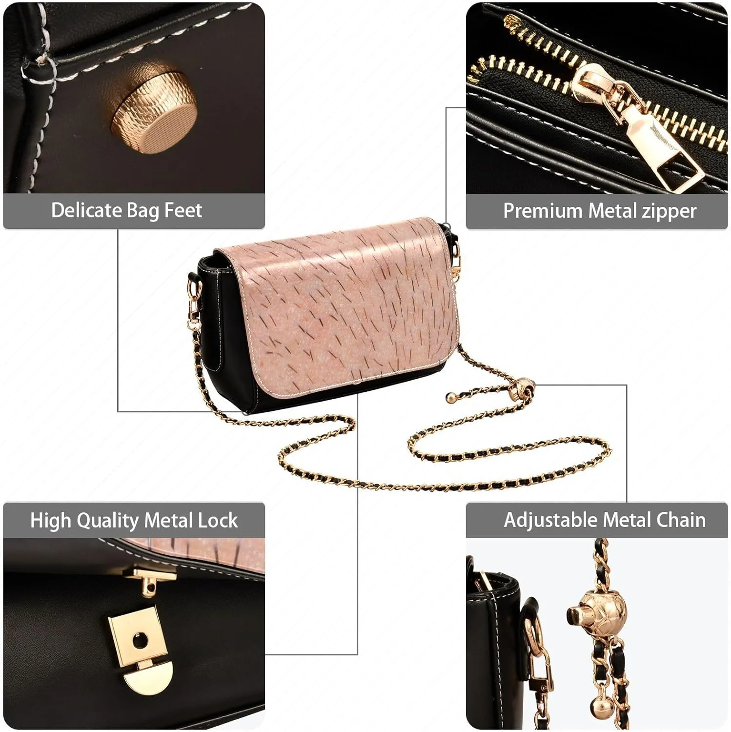 Crossbody Bags for Women Trendy Women's Black Shoulder Bag Small PU Leather Flap Cross Body Bag Handbags