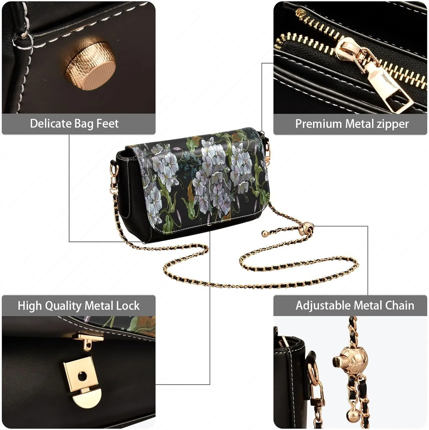 Crossbody Bags for Women Trendy Women's Black Shoulder Bag Small PU Leather Flap Cross Body Bag Handbags